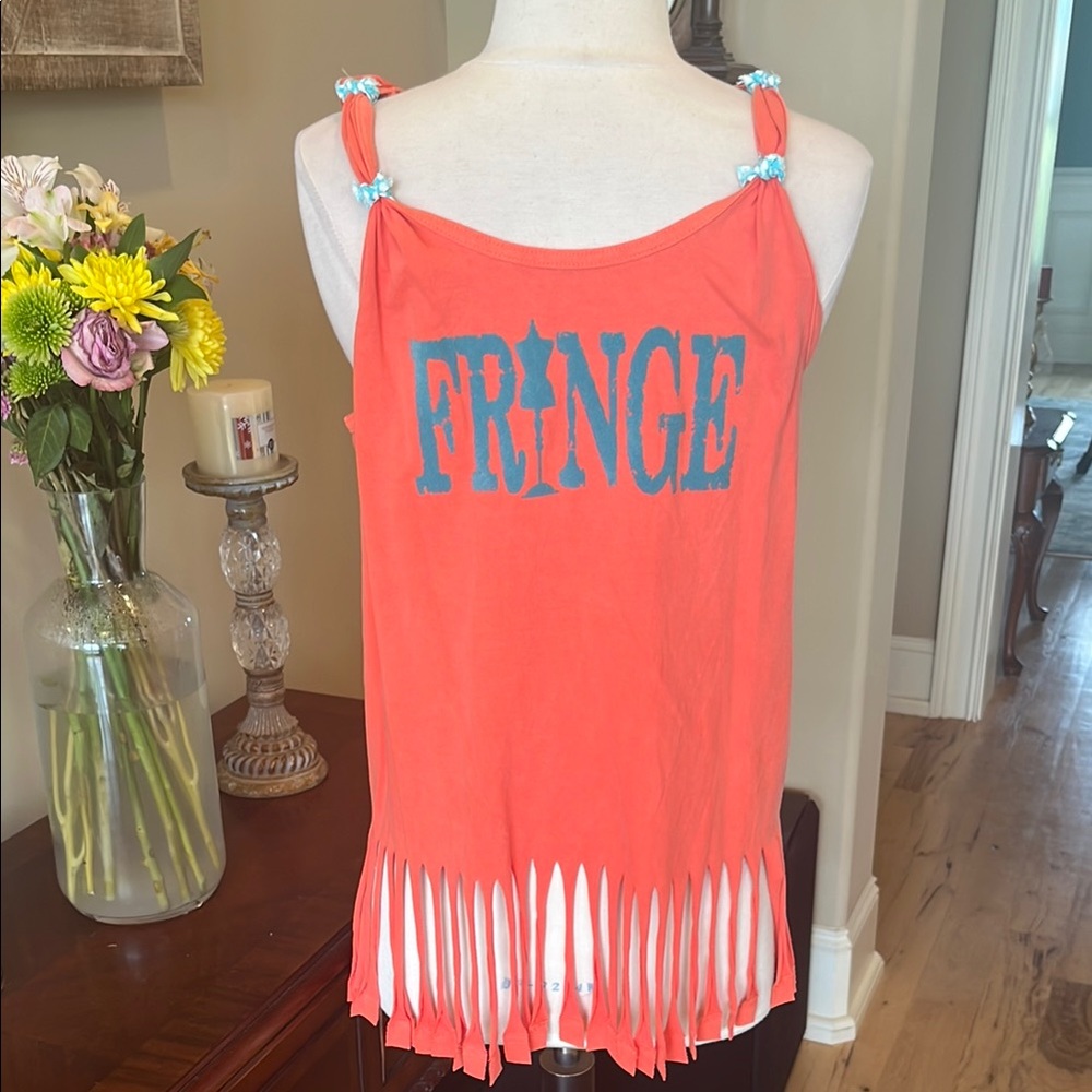 Fringe Comfort Colors Beach Melon Orange Tank Top